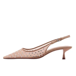 2026 New Summer Style Open Toe for Women Pointed Toe Mules Shallow High Heel Thin Heel Lace-Up Mesh Back Strap Outdoor Usage