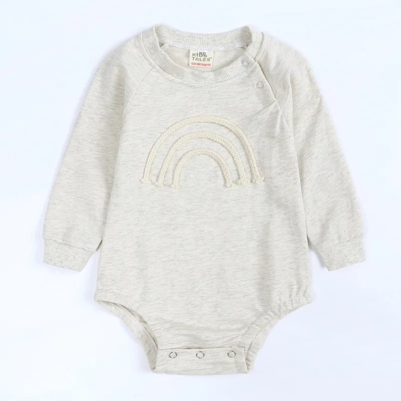Baby Romper Clothes Lovely Rainbow Long Sleeve Waffle Cotton Clothes