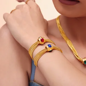 Ilona  Multilayer Chain Fine Jewelry Set Vintage Exaggerated 18k Gold Plated Stainless Steel Necklace Bracelet Sets for Women