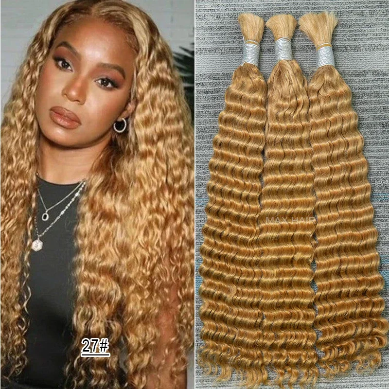 Imbierinės spalvos žmogaus plaukai, skirti pynimui, „De Cabello Natural Humano“ plaukų priauginimui, neapdoroti, be vandens banguoti, garbanoti, dideli._voghion.com