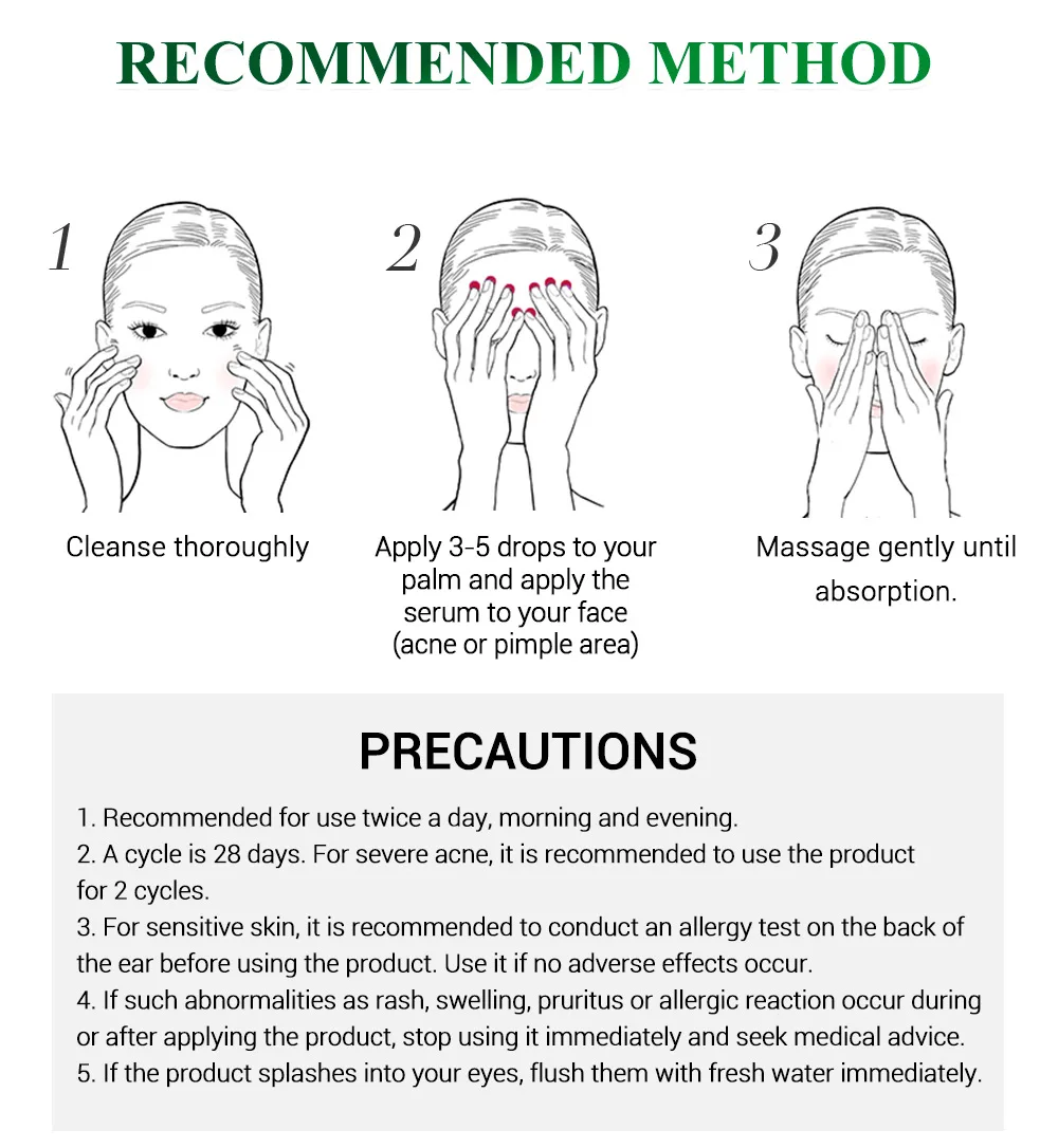 BREYLEE Tea Tree Oil Acne Solution Kit Acne Removal Serum Acne Pimple Repair Cream Moisturize Shrink Pores Face Skin Care Set