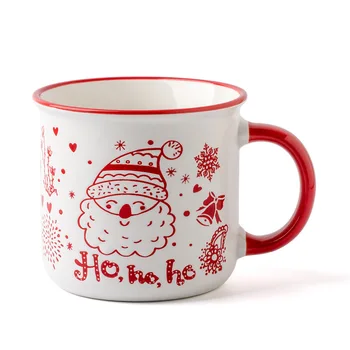 Wholesale Promotional Custom Logo Religious Christmas Enamel Ceramic Coffee Mug with Cute Design Modern Style for Gifts