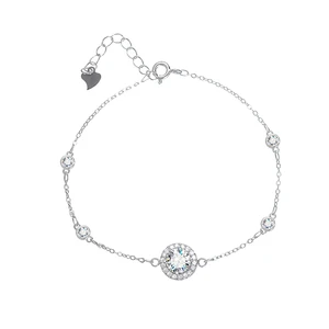 De Anti Tarnish Jewelry for Women 1ct Moissanite Halo Pendant Bracelets VVS Moissanite 925 Silver Luxury Brand Bracelet
