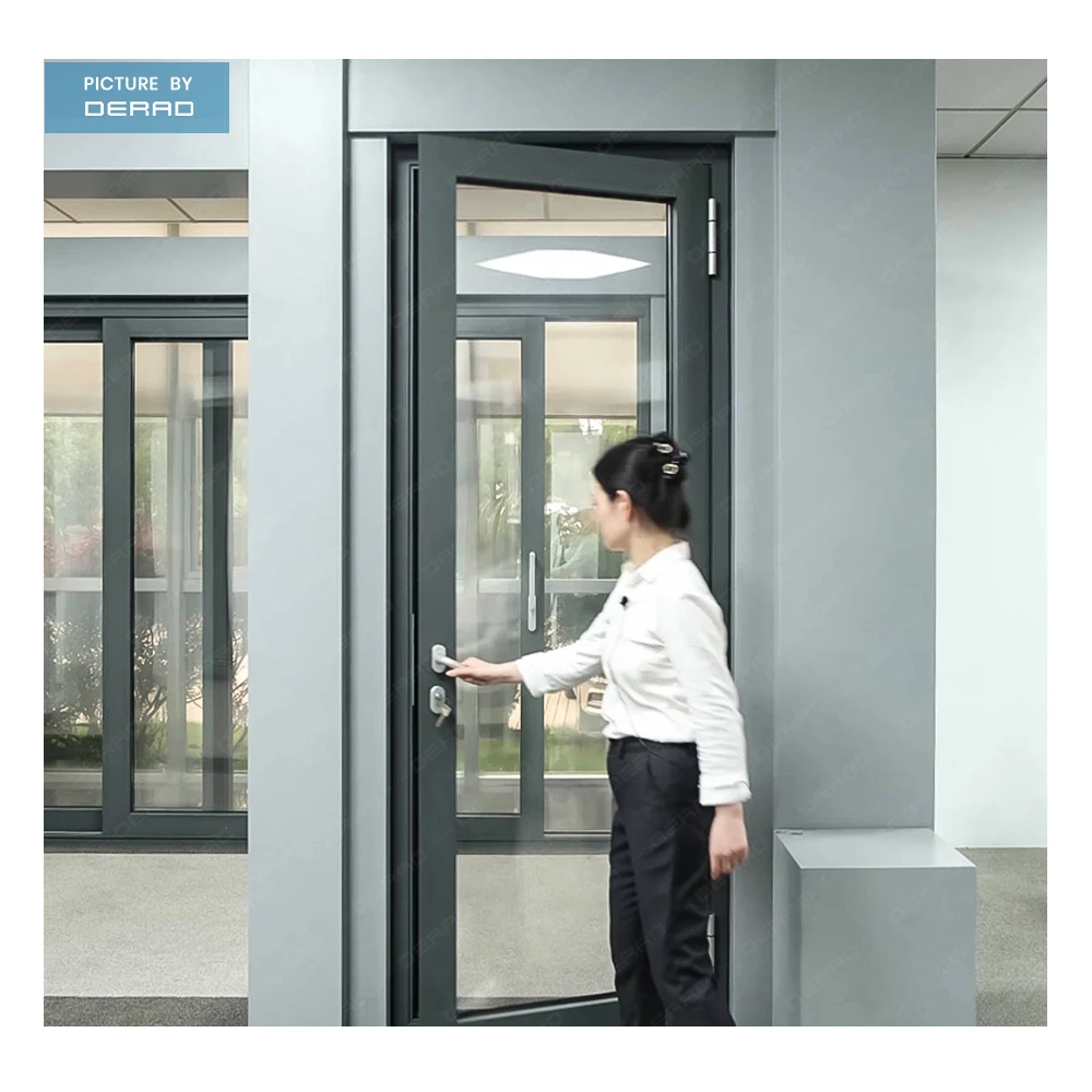 School Hospital Custom Aluminium Frame Glass Casement Doors Inward Opening Hinged Doors with Double Glazing Tempered Glass