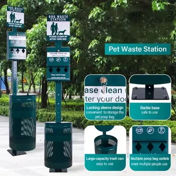 New Style Public Place Pet Toilet Galvanized Metal Storage Buckets Dog Poop Storage Trash Can Pet Waste Station