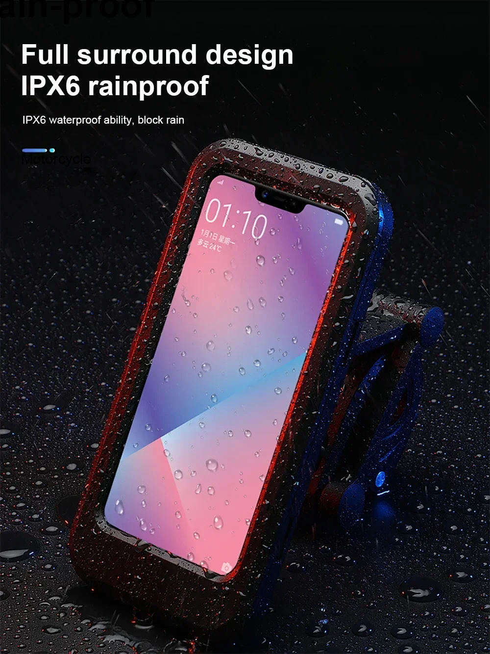 Universal Waterproof Motorcycle Bike Mobile Phone Holder Support Bicycle GPS 360° Swivel Adjustable Cellphone Holder
