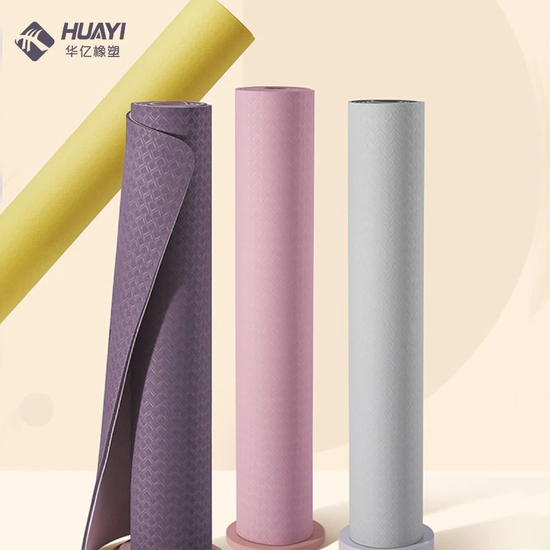 Dropshipping Tpe Yoga Matt De Yoga Sport Gym Yogamatt Anti Slip 6mm Custom Logo UV Print Eco Friendly Double Layer Tpe Yoga Mat