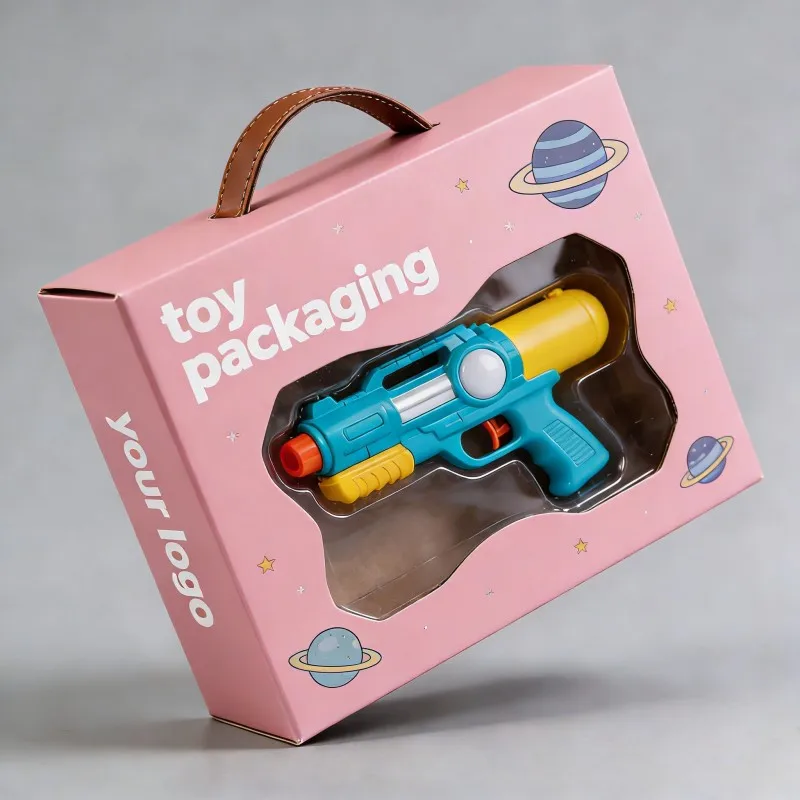 পাইকারি ব্যক্তিগতকৃত বায়োডিগ্রেডেবল সুন্দর নকশার হাতলযুক্ত কাগজের বাক্স, খেলনা পাজল ব্লক, শিশু দিবসের উপহারের প্যাকেজিং বাক্স