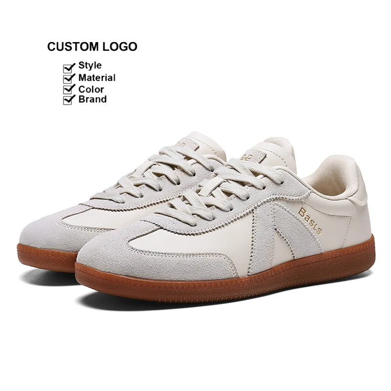 BASLS Customized Brand Free Design German Training Sport Shoes Walking Style Flat Breathable Leather Casual Sneakers