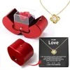 Rose red (gold necklace + LOVE greeting card)