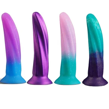 Fantasy Small Soft Silicone Dildo for Beginner Slim Thin Pink Anal Plug Dildo for Prostate G-spot for Men Women Couples