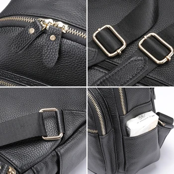 WESTAL Small Women\'s Backpack Genuine Leather School Bag for Teenager Girls Patc Westal Multi-Purpose Girls One Shoulder Backpack - Genuine  main image 4