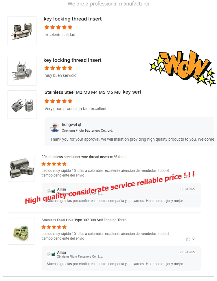 303 Stainless Steel Keylocking Thread Inserts Wire Threaded Inserts