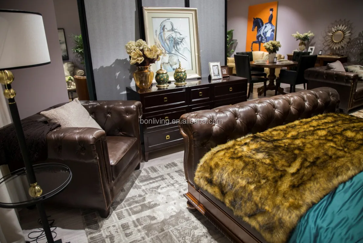 American Modern Living Room Furniture Chesterfield Sofa Set 3 Seater