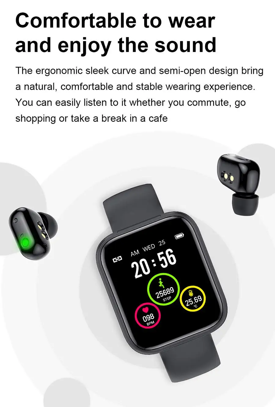 Reloj inteligente X5 con TWS, auriculares inalámbricos por Bluetooth, dos  en uno, 1,54 pulgadas, llamada, música, banda deportiva, para Android IOS|Relojes  inteligentes| - AliExpress