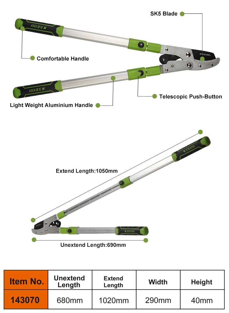 Kseibi High Quality Aluminum Telescoping Lopper For Heavyduty Use