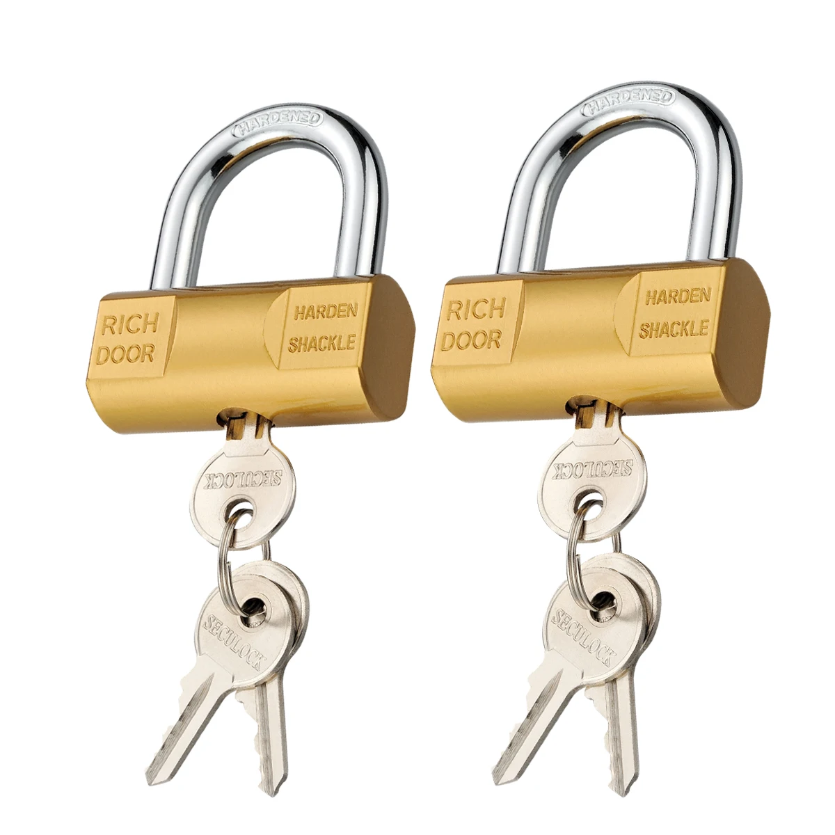RICHDOOR Locking Hardened Shackle Solid Brass Padlock