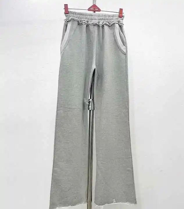Salati Wholesale Cotton Raw Hem Sweat Pants Jogger Loose Blank Wide Leg Baggy Oversized Blank Distressed Flared Men's Sweatpants gallery 3
