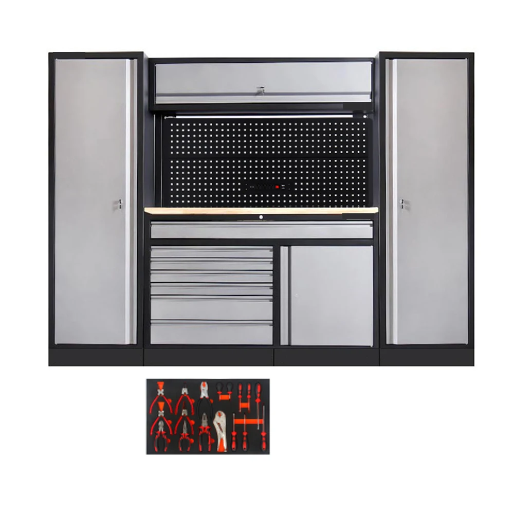 Heavy Duty Modular Toolbox Workbench Metal Combination Tool Cabinet for Auto Repair Shop Garage Storage