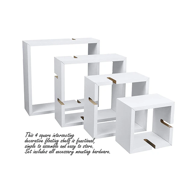 4 Cube sold Intersecting Shelves, Easy-to-Assemble Floating Wall Mount Shelves