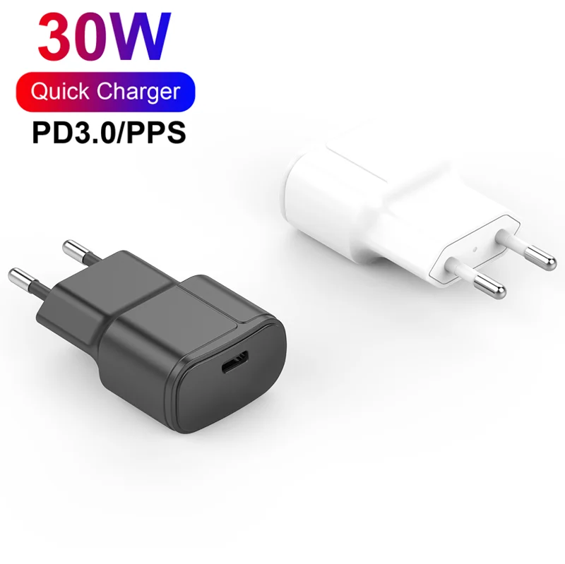 US EU Plug 30W Quick Charge Type-C PD Wall Charger for iPhone USB-C Travel Charger For Samsung