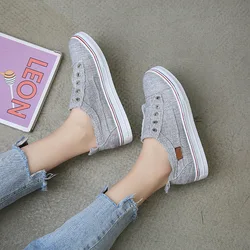 Модные однотонные холщовые кроссовки, нескользящая женская повседневная обувь на плоской подошве для женщин