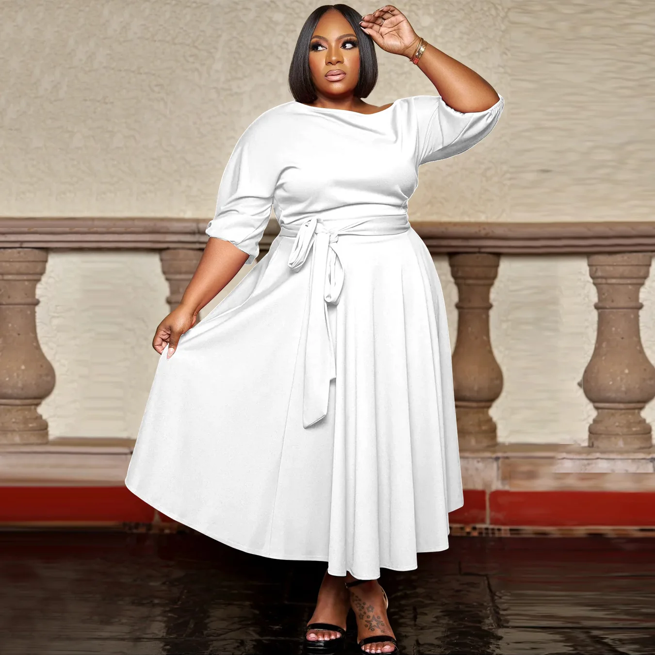 Alibaba.com: Plus size, black, elegant evening dress 21163, made from  breathable corduroy for adults. Discover custom designs and competitive  pricing for bulk orders.