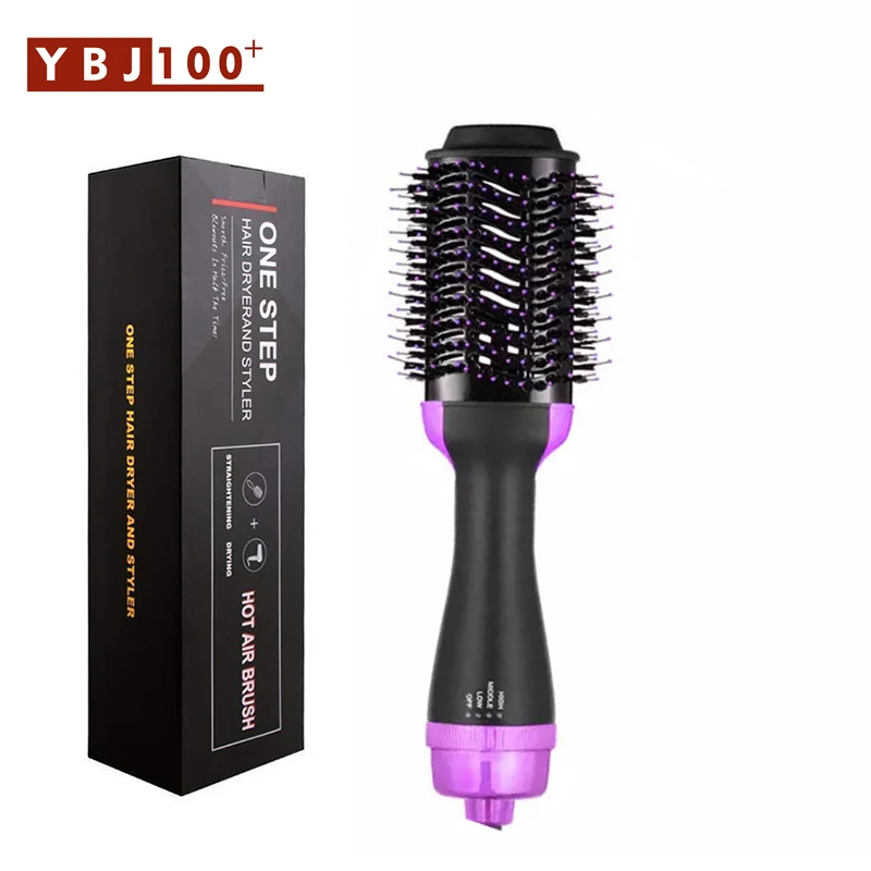 3 in 1 Portable Mini One Step Hair Straightener Brush Fast Hot Ceramic Hair Curler Iron Hair Dryer B