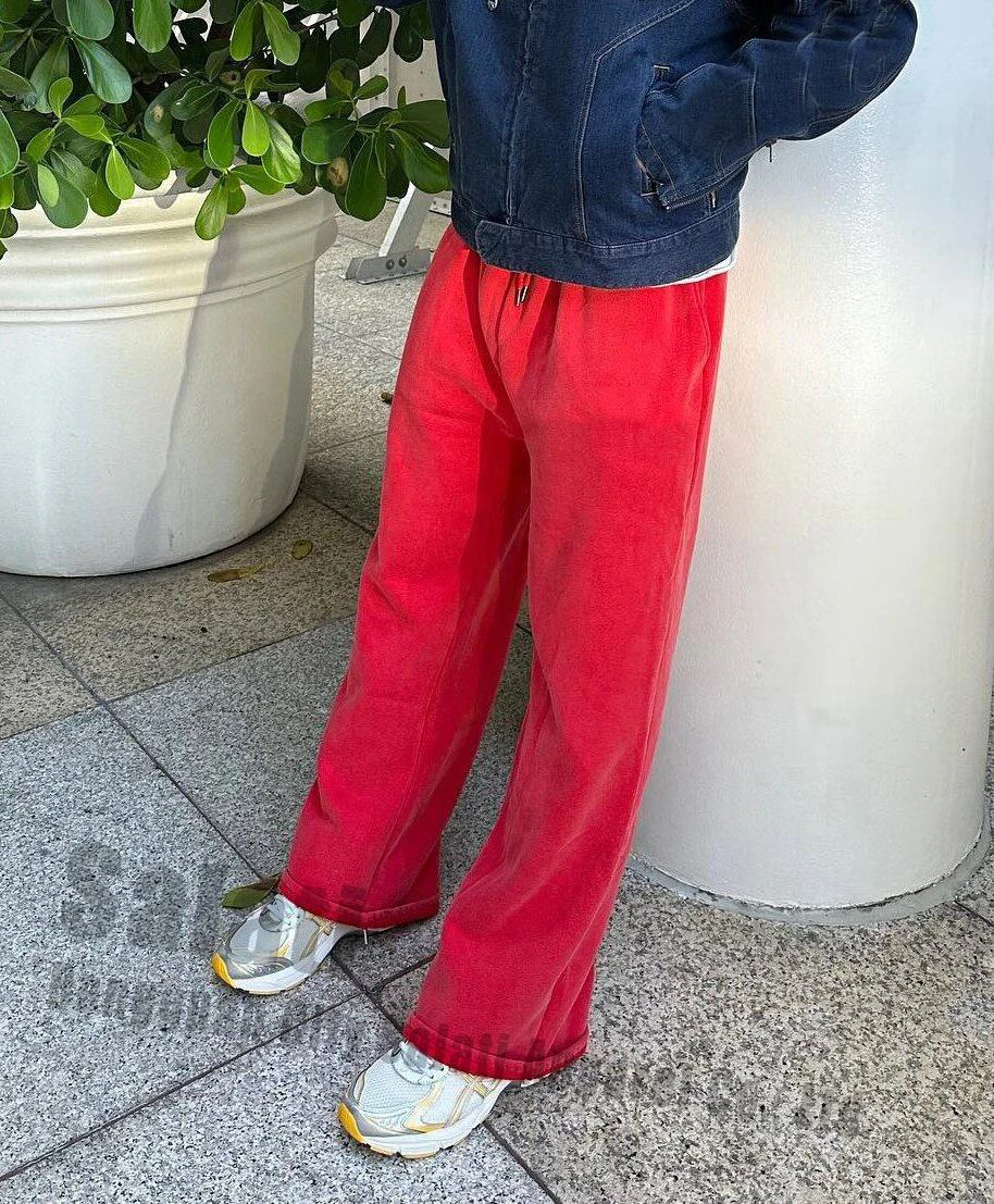 Custom Relaxed Sweat Pant Embroidery Cotton Fleece Straight Leg Jogger Street Vintage Distressed Acid Wash Sweatpants for Men gallery 3