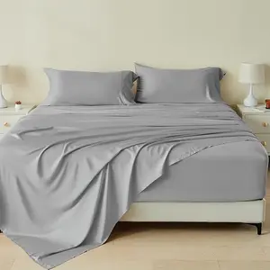 Natural Antibacterial 100% Bamboo Duvet Cover Breathable Organic Viscose Bamboo Bed Sheets Bedding Set
