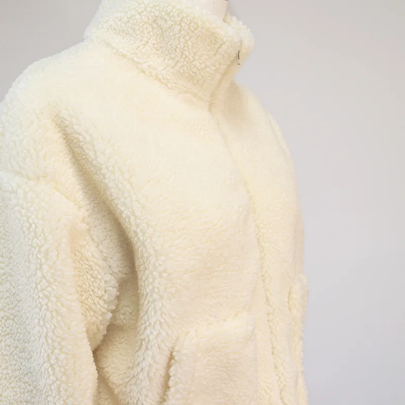 Zipped Berber Fleece Faux Fur Jacket