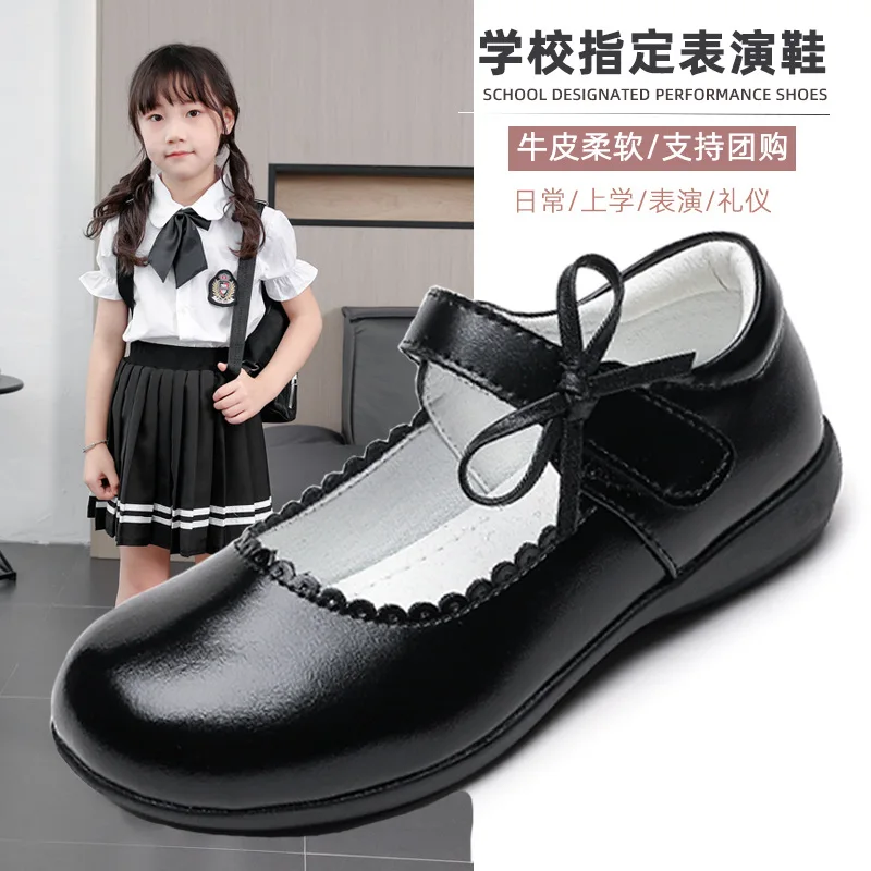 2024 Высококачественная натуральная кожа школьная обувь черная Студенческая