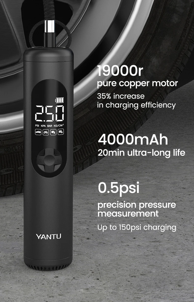 Yantu A23 Portable Wireless Rechargeable Tire Inflators 12v Electric