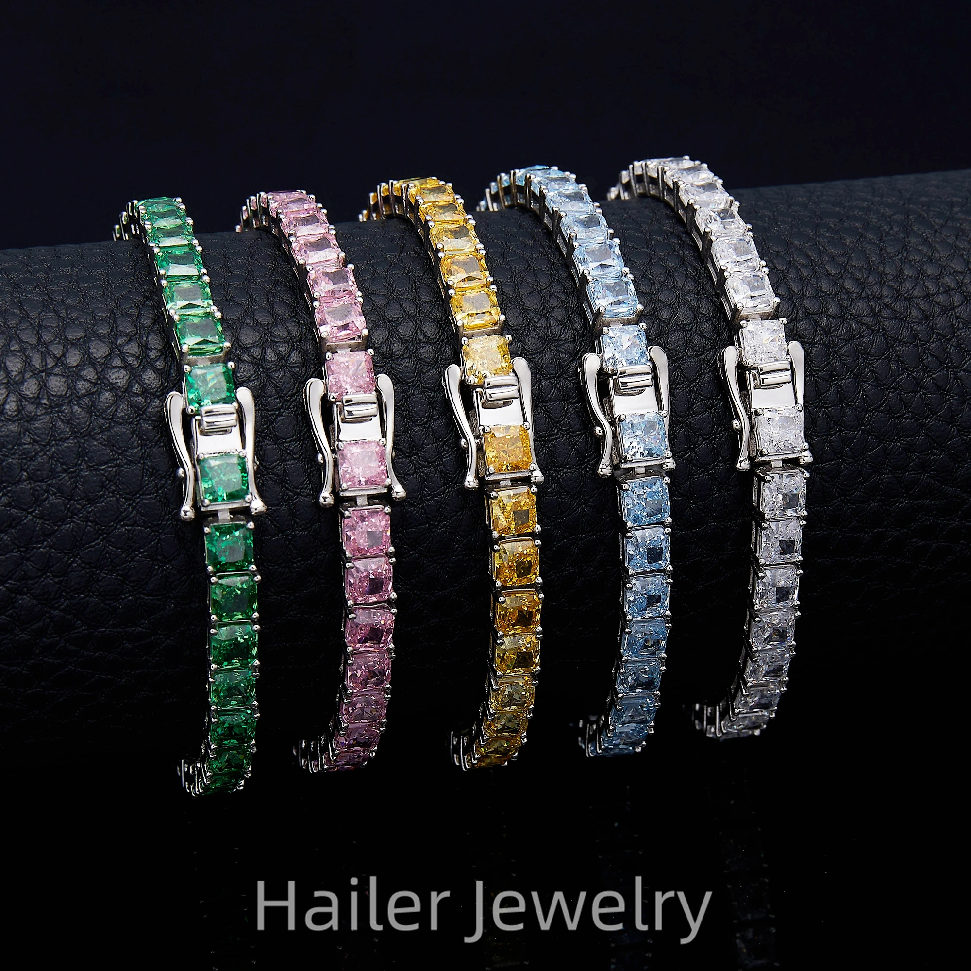 Princess Cut Fashion Jewelry Handmade Silver Tennis Bracelet Cubic 