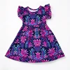 Tropical Leaf Flutter Sleeve Dress