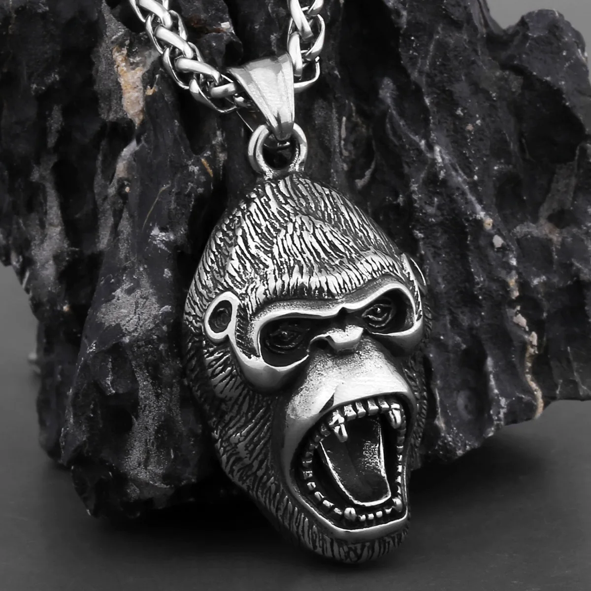 MECYLIFE Stainless Steel Punk Animal Necklace - Orangutan