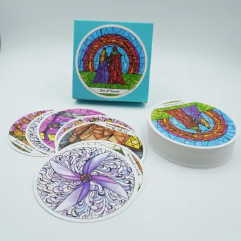 Customize Tarot Round Card, 85m*85mm  Round Oracle Tarot Deck Affirmation Cards with Book Instruction