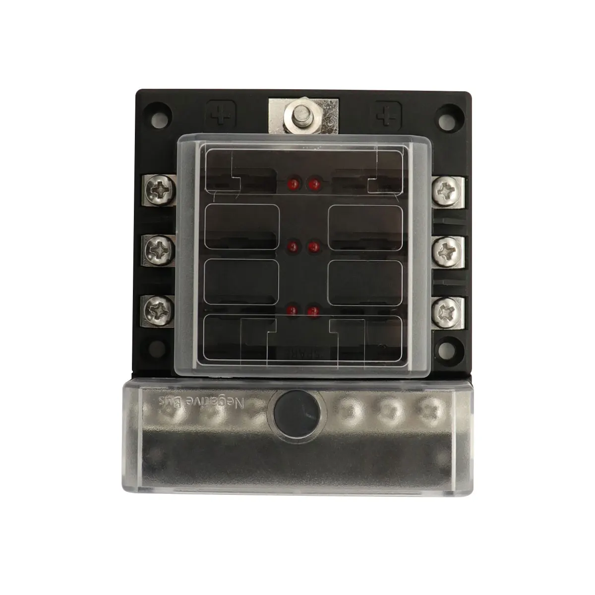 Amomd 6 Way Screw Fuse Block Combine Modular Design Fuse Holder Case Box With 6 Way Negative Bus Bar