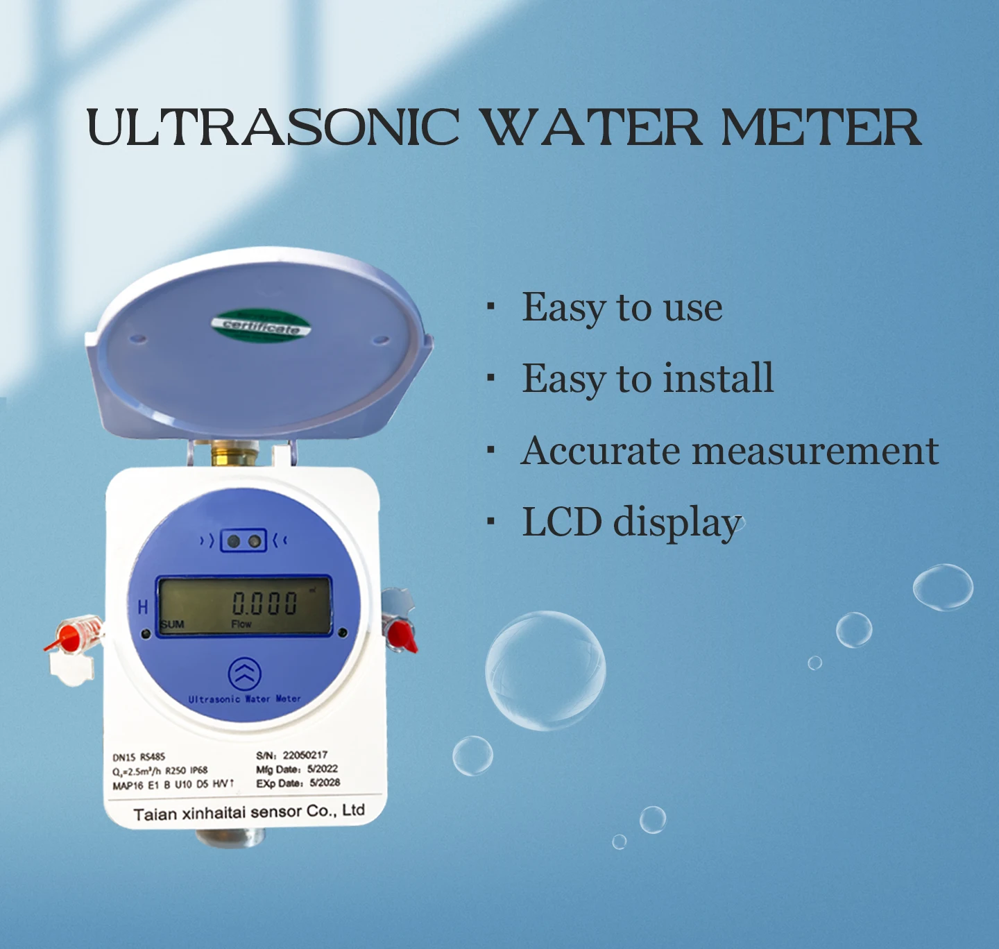 Ultrasonic Water Meter Smart Dn15dn40 Lorawan Rs485 Modbus Pulse