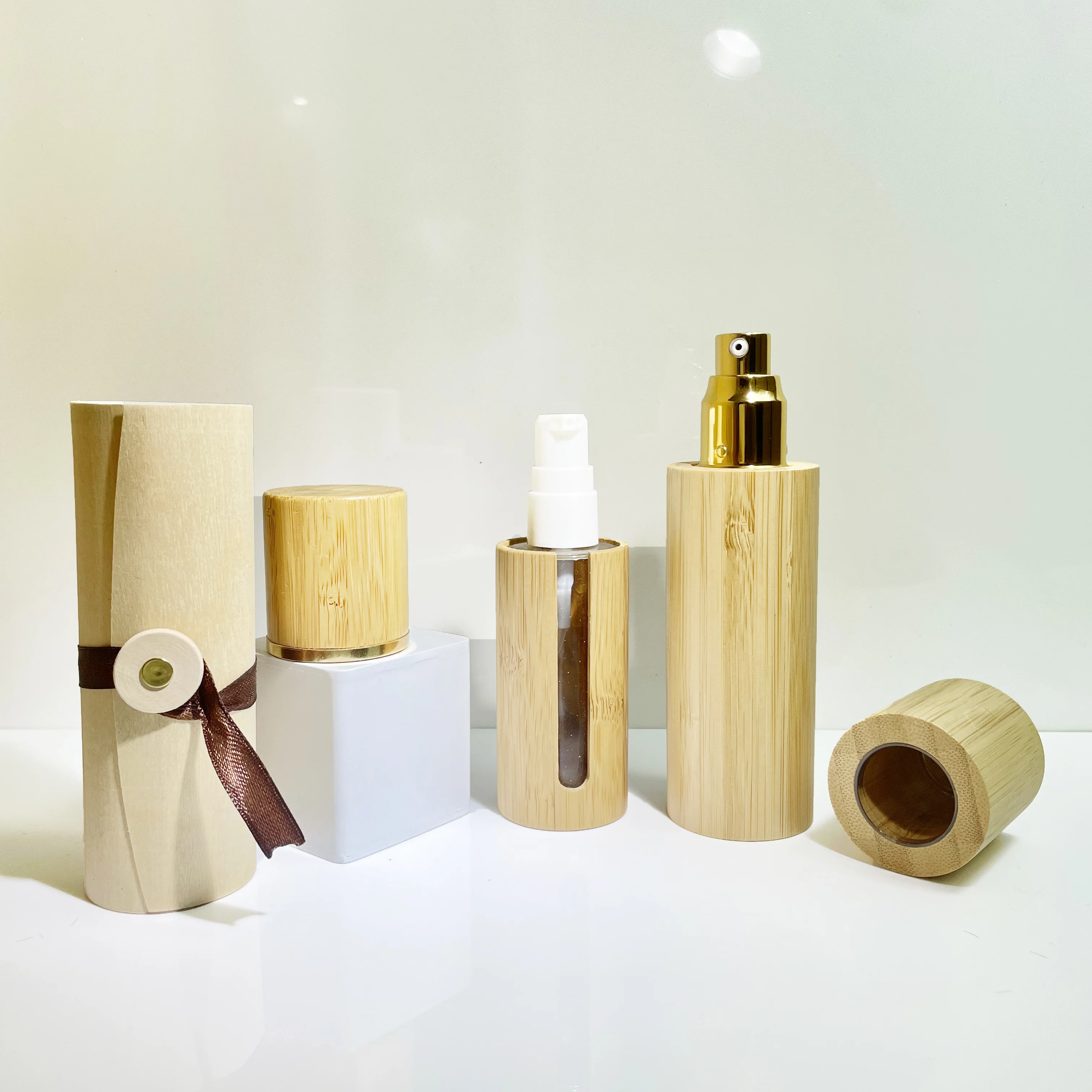 Custrom Bamboo Packaging Frosted Cosmetic Bamboo Spray Pump Lotion Lid ...