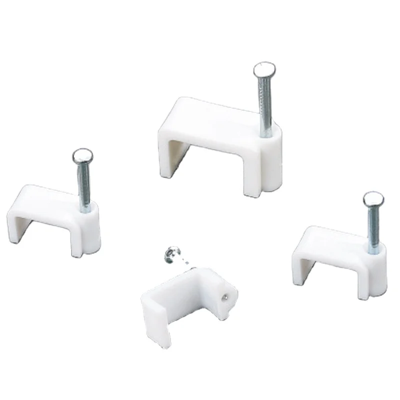 White Plastic Electric Circle Cable Clip with Nails