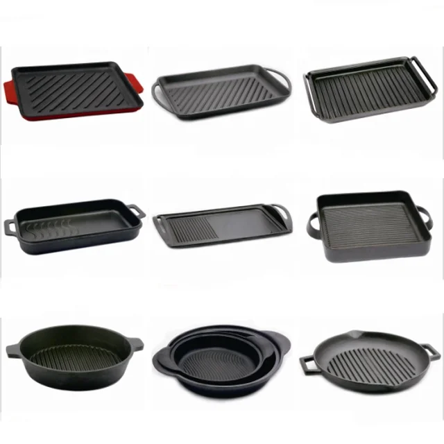 Ex D010 Enamail Cast Iron Cookware Grill Pan Buy Enamail Grill Pan Casting Double Grill Pan Bake Pan With Folding Handle Product On Alibaba Com