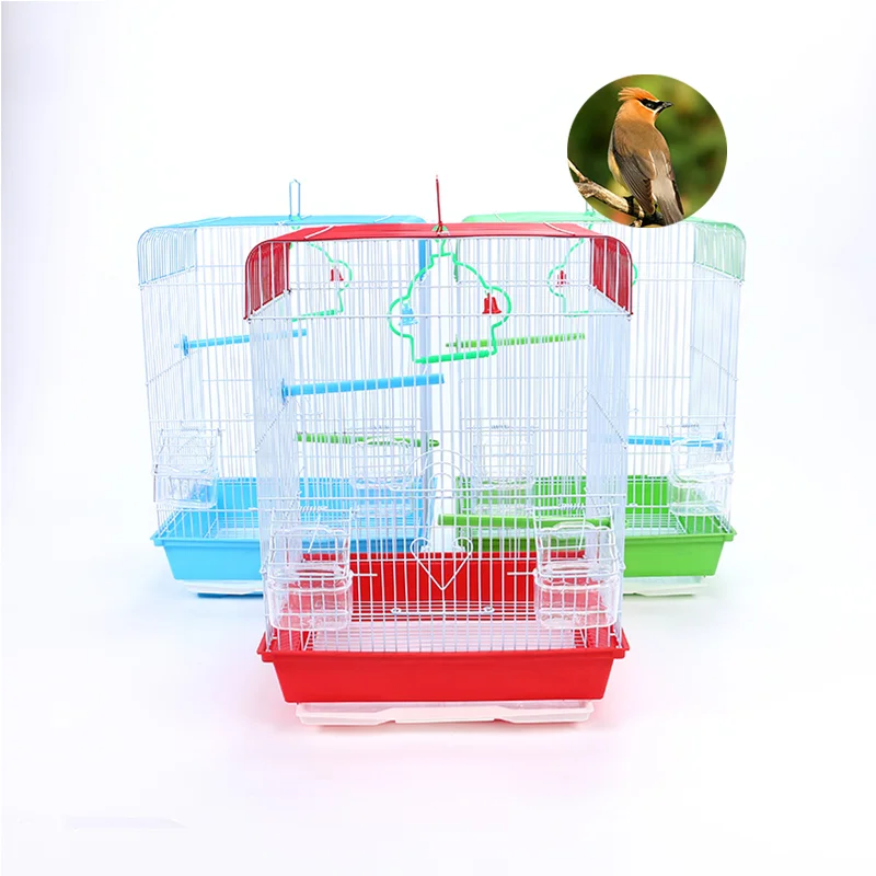 Low Price Bird Supplies Cage Metal Small Medium Parakeet Lovebirds Parrotlets Finches Square