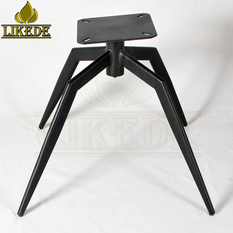 Black steel iron tilt beveled top plate pitched spider swivel base for dining chair