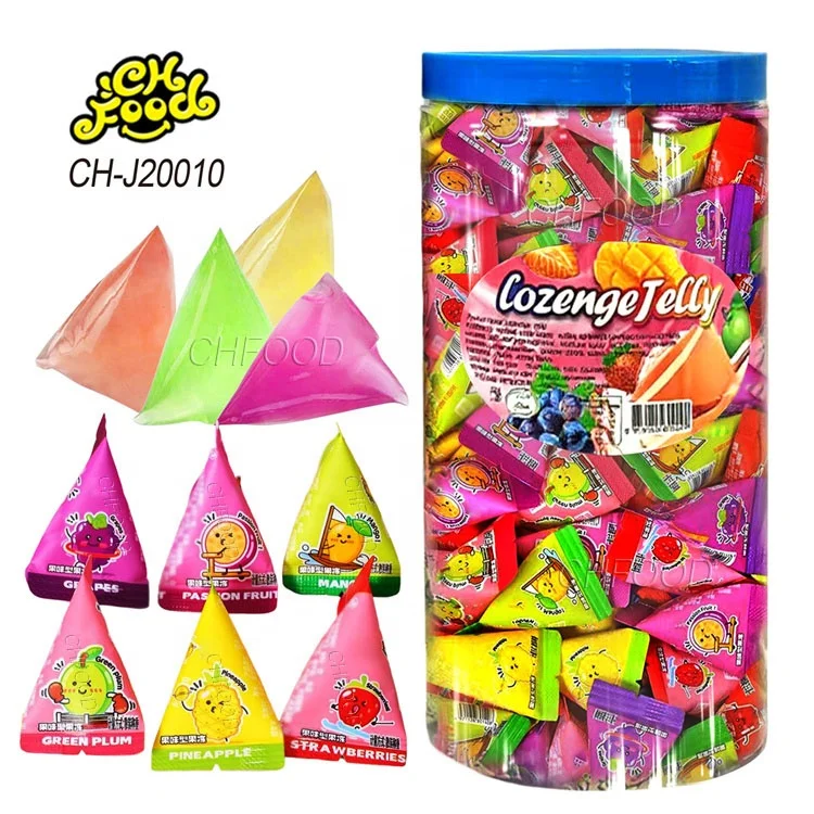 Manufacturer Wholesale and Custom Halal Assorted Mixed Fruit Flavored Triangle Jelly Pudding Candies Sweet Kids Snack