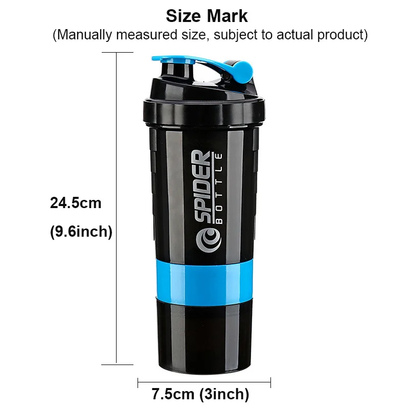 Fitness Sports Gym Water Bottle Blender Protein Shaker Gimnasio 3 in 1  Shaker Spider Bottle with compartment