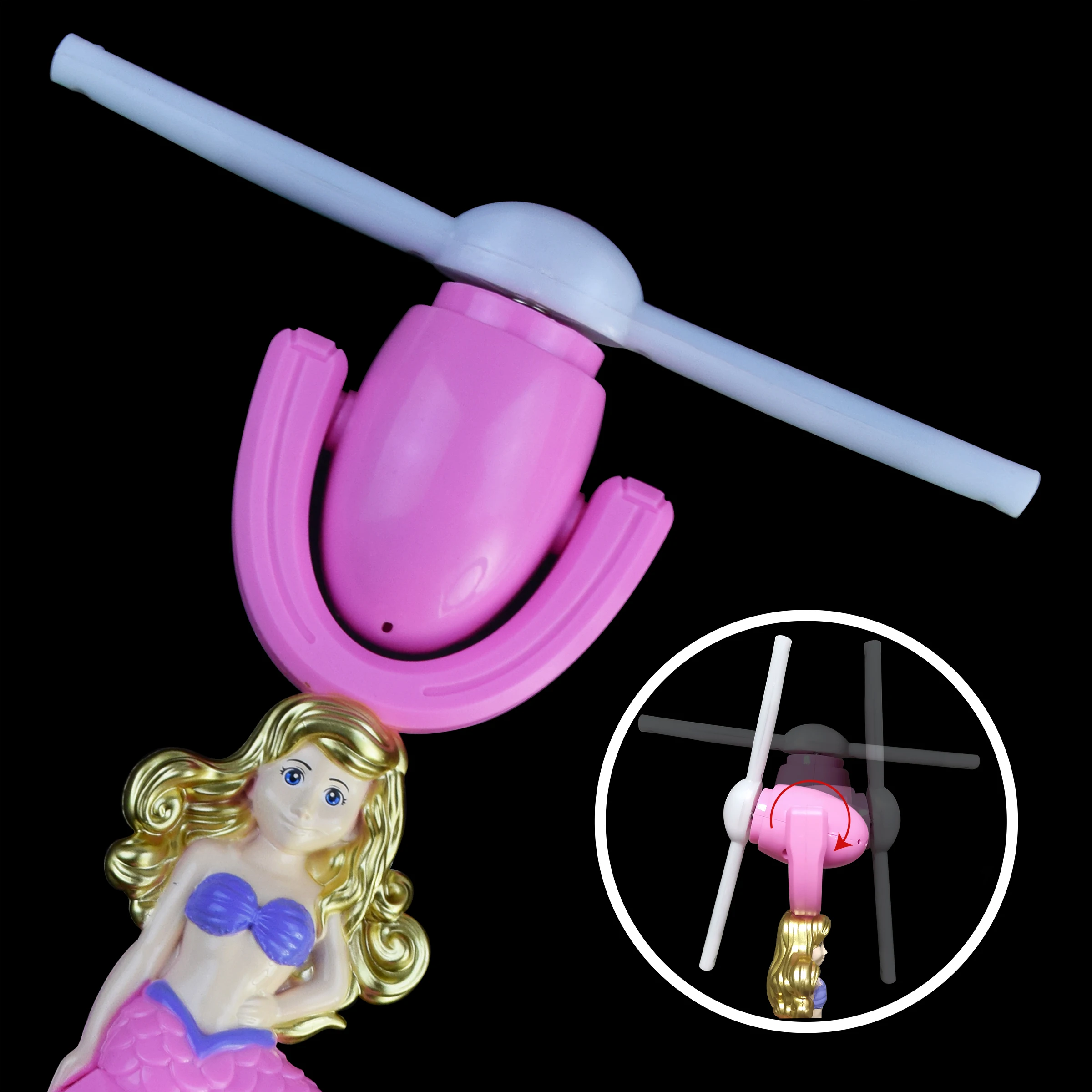 14''LED Light up Spinning Wand Swivel Fan New Party Supplies Light-up Windmill Toys Flashing Mermaid Windmill