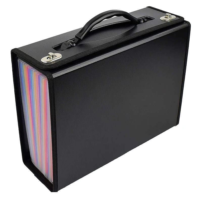 Customized A4 Size Zip Expanding Leather Portfolio File Folder