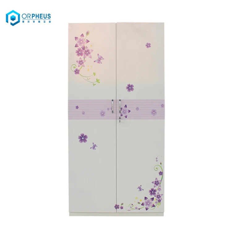 Pattern Printing  Designs Bedroom Steel Flower Printing 2 Doors Wardrobe Steel Almirah Wholesale