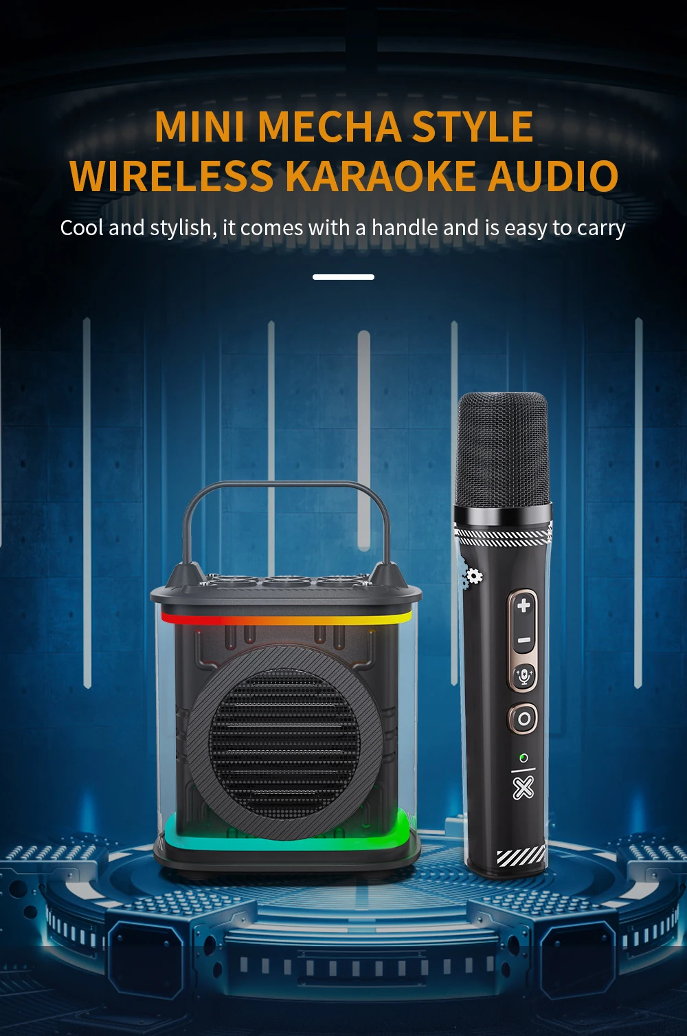 Karaoke Machine, Portable Wireless Speaker Karaoke System Speaker with Wireless Microphone and Colorful Lights for Girls Boys